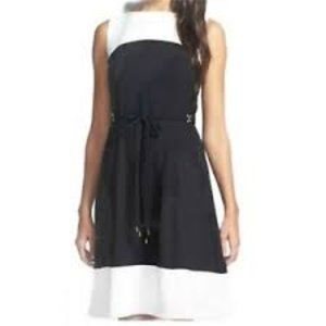 Ivanka Trump Colorblock Crepe Flare Dress